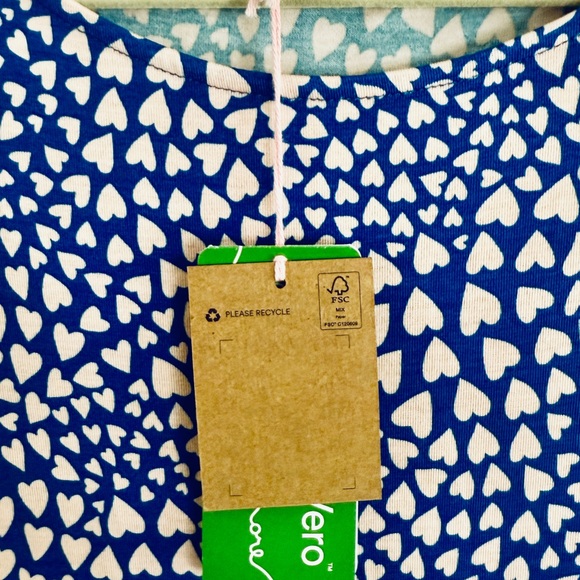 BODEN Amelie Jersey Dress Gallery Blue, Heart Cluster NWT Size 12 - Picture 11 of 12